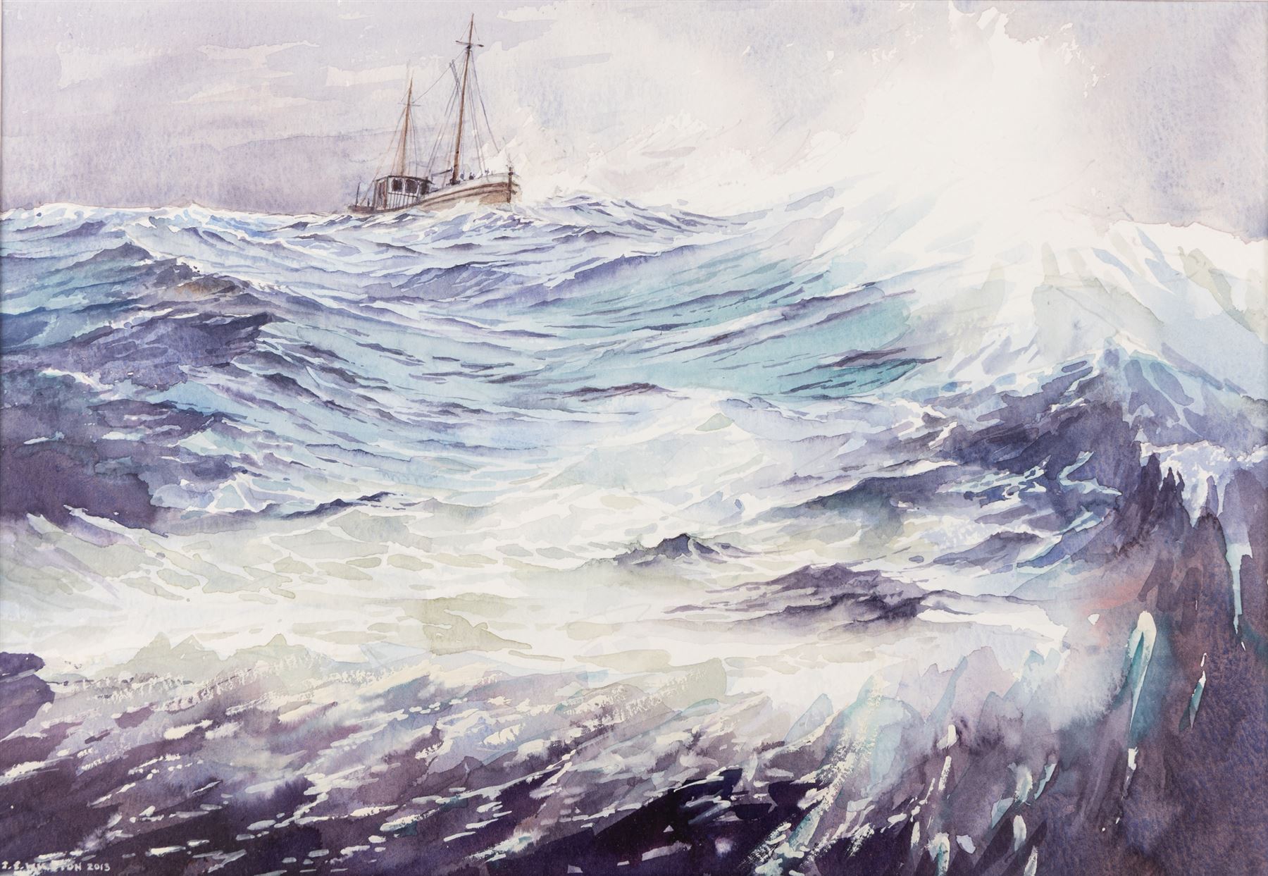 John Edwin Wigston (British 1939-): 'No 18 Dawn' 'No 19 Sunday Morning' 'No 20 Moonlight' and 'No 21 Storm', set of four watercolours signed and dated 2013, titled on label verso all 24cm x 35cm (4)