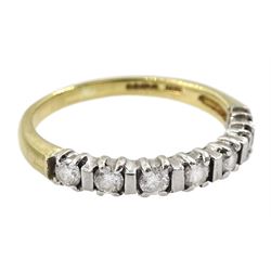 9ct gold seven stone round brilliant cut diamond ring, hallmarked