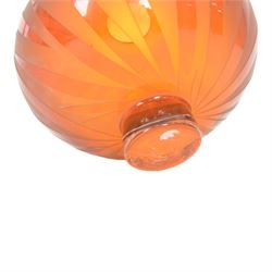 Limited edition Gillies Jones of Rosedale glass vase, of compressed spherical form decorated with clear red leaves against a frosted ground, upon a clear circular foot, signed and numbered beneath, 04/153, H14cm