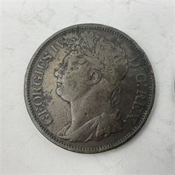 George IV Ireland 1822 penny and 1823 half penny 'Hibernia' coins