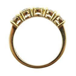 18ct gold five stone round brilliant cut diamond ring, hallmarked, total diamond weight approx 1.15 carat 