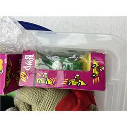 Only Fools and Horses stuffed toys, Churchill dogs and quantity of PG Tips merchandise and stuffed monkeys etc in two boxes