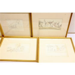 John Johnson (British 1843-1920): Architectural Studies, eight pencil and watercolour sketches variously signed, titled and dated, max 13cm x 20cm (8) 
Notes: Johnson was a British architect most notable for designing the Jubilee Clock Tower in Brighton; these sketches were taken from his Architectural Association sketchbook 1897-1904.