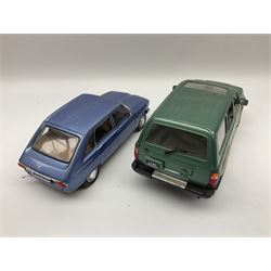 Nine 1:18 scale die-cast models including Ertl Chevrolet; Norev Renault 16; Sun Star Mitsubishi Pajero and Lotus Elan; Motor Max Land Rover Discovery; Road Tough Mercedes Benz 500SL etc; all unboxed (9)