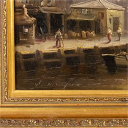 Walter Linsley Meegan (British c1860-1944): Scarborough and Whitby Harbours, pair oils on canvas signed 24cm x 34cm (2)
