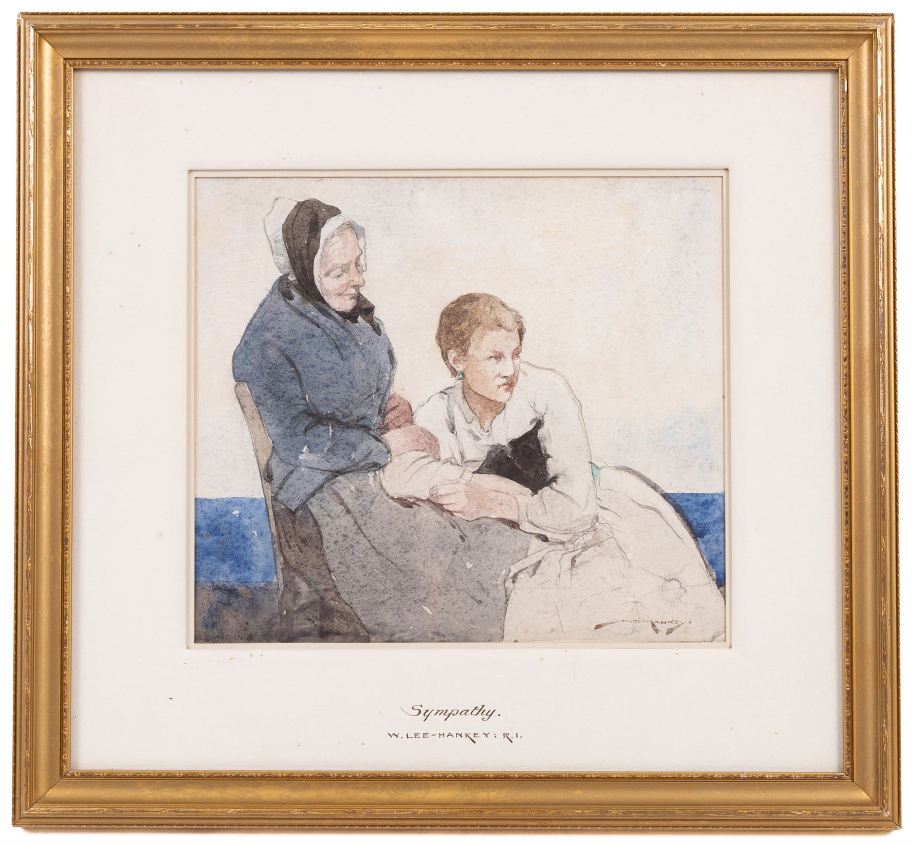 William Lee Hankey (British 1869-1952): 'Sympathy', watercolour signed, titled on the mount 18cm x 21cm 