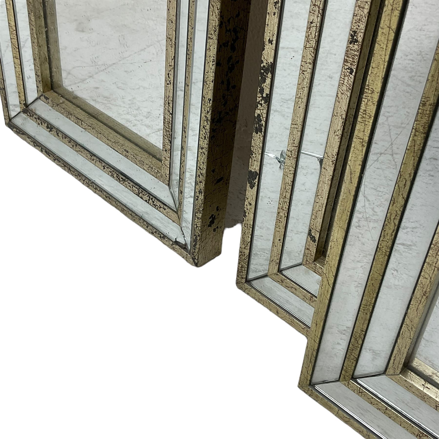 Six narrow rectangular wall mirrors
