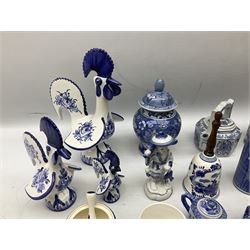 Quantity of blue and white ceramics to include Delft style examples