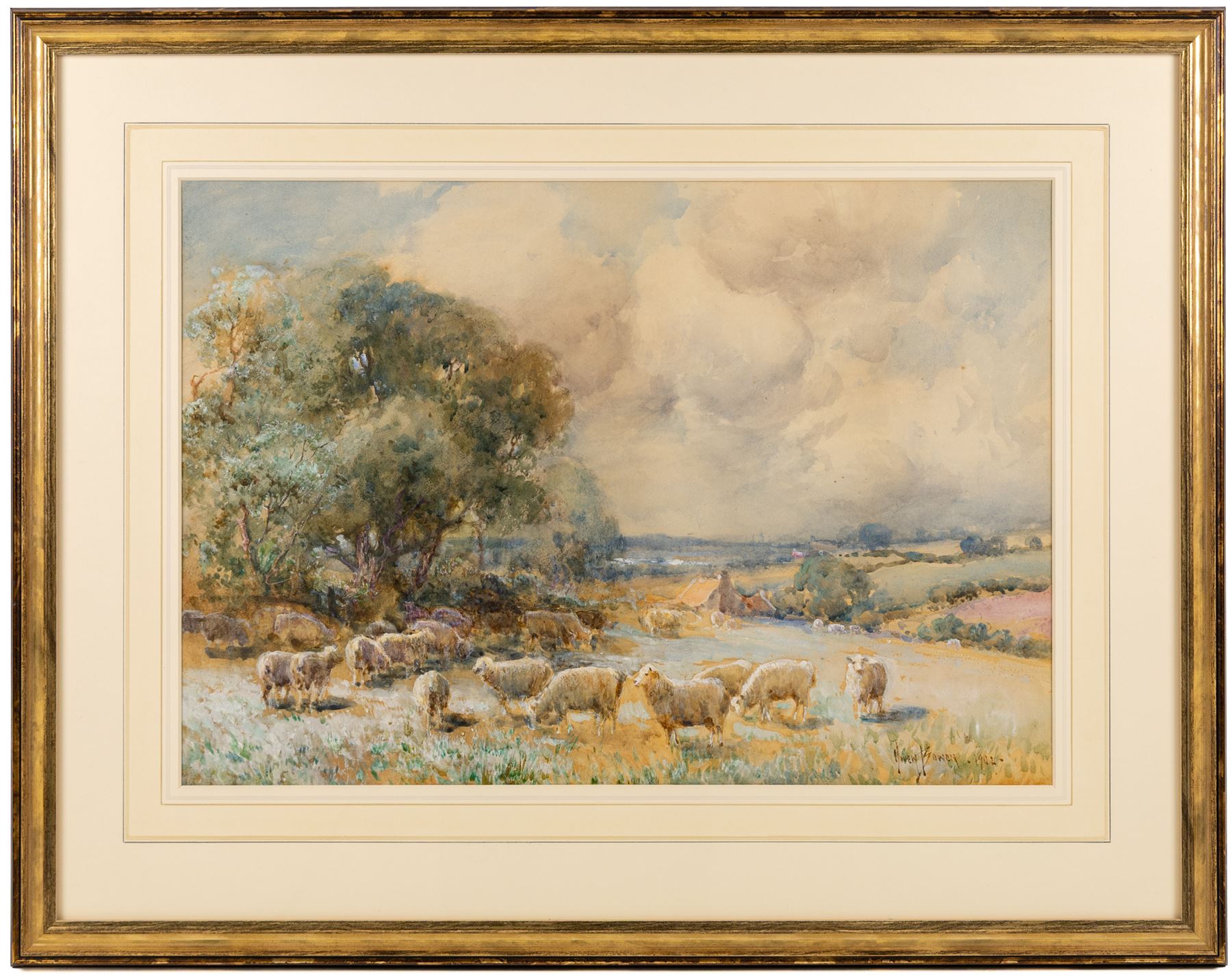 Owen Bowen (Staithes Group 1873-1967): Sheep Grazing, watercolour heightened in white signed and dated 1902, 37.5cm x 54cm 
Provenance: private collection, purchased David Duggleby Ltd 23rd March 2018 Lot 189