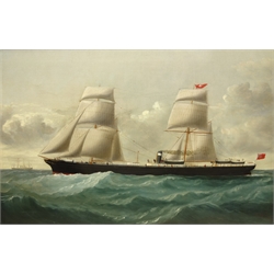  Charles Ogilvy (British 1832-1890): Steamship 'Isis' - Ship's Portrait, oil on canvas signed and dated 1877, 49cm x 75cm  Provenance: from the exors. of a North Yorkshire single owner collection of Maritime oils and watercolours  