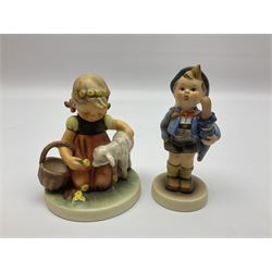 Nine Hummel figures by Goebel, to include Goose Girl, Little Farm Hand, Homeward Bound and Farm Bound, tallest H14cm