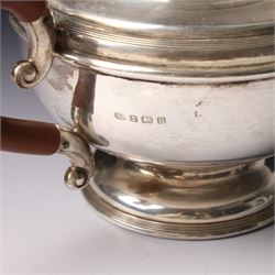 Silver circular teapot with presentation inscription Birmingham 1932 Maker Alexander Clark & Co Ltd 