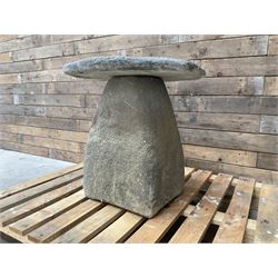 Large weathered cast stone garden staddle stone mushroom