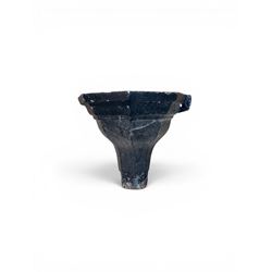 Four Victorian cast iron drain hoppers, various designs, painted in black and unfinished