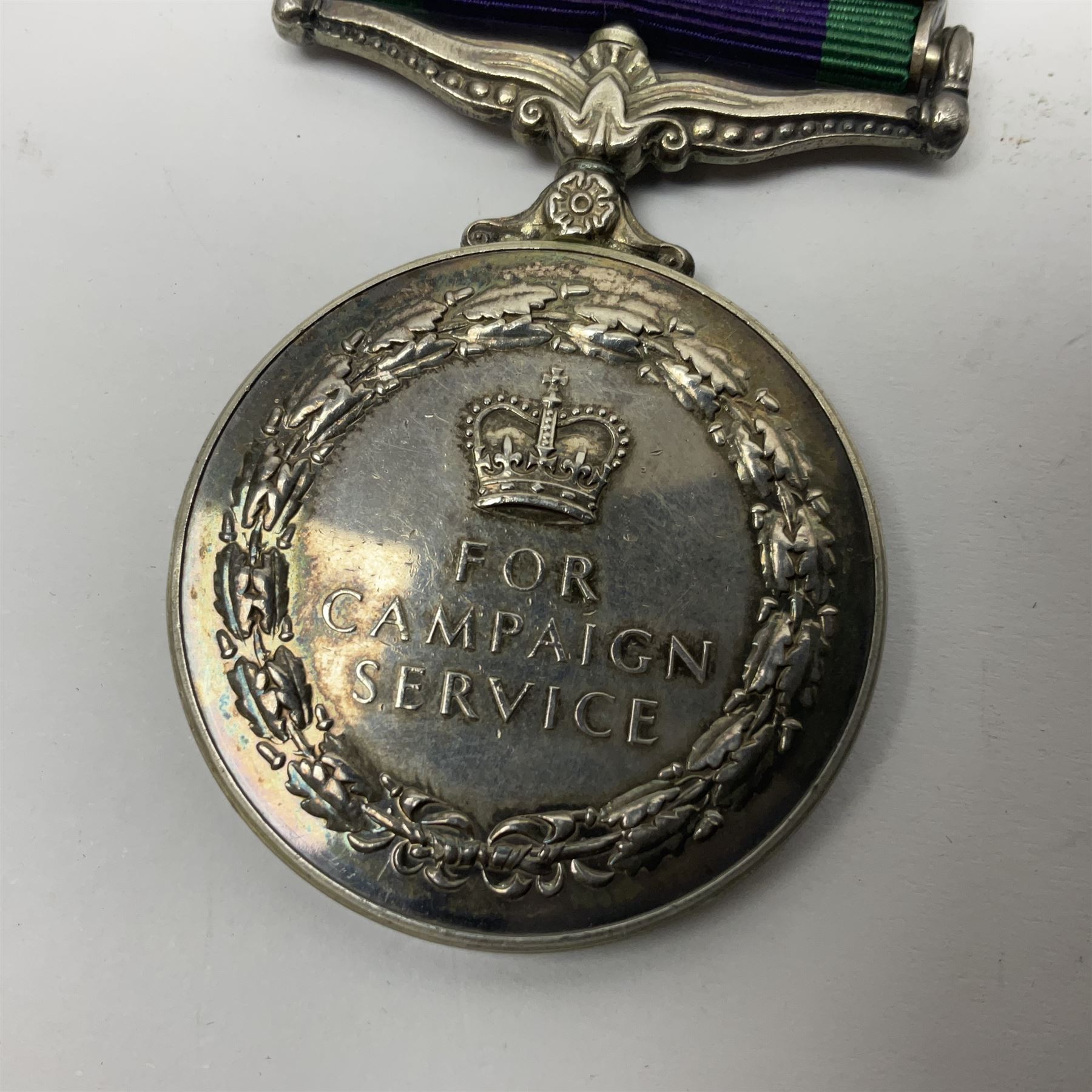 Elizabeth II General Service Medal with Northern Ireland clasp awarded to 24081995 Pte. D. Claxton Green Howards; with ribbon