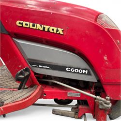 Countax C600H - ride on lawnmower / yard tractor with Honda engine, black seat and red bodywork.