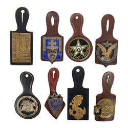 Eight French military badges on fobs from 1939 onwards, including Commandos, Infantry, Tir...