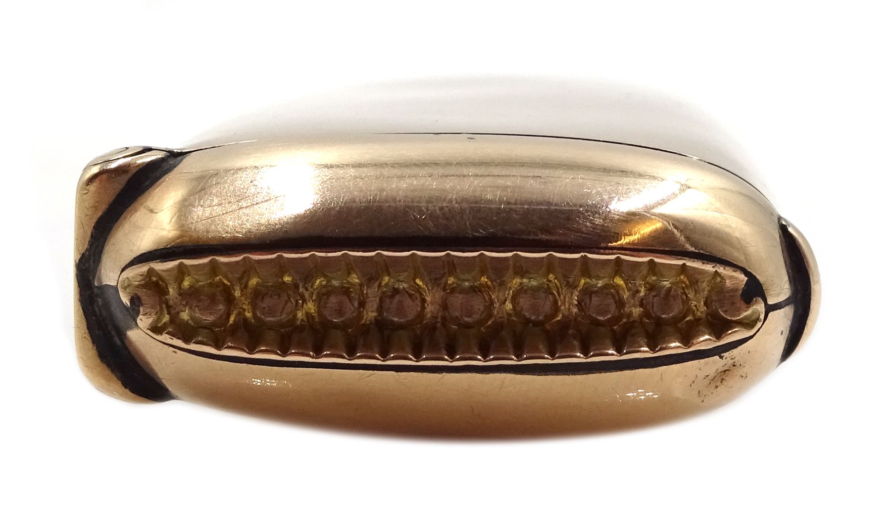 Edwardian 9ct rose gold combination vesta case and sovereign holder by Rolason Brothers, Chester 1903, approx 31.2gm