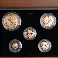 The Royal Mint United Kingdom 2012 Gold Proof Sovereign Five Coin Collection, in case with certificate