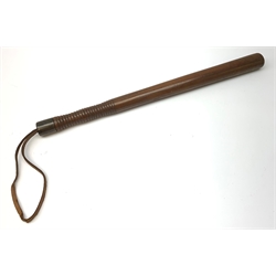 Victorian turned mahogany truncheon with brass mount 54cm 