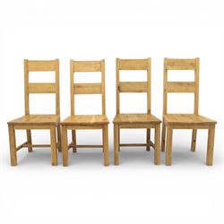 Modern light oak rectangular dining table, and eight high back chairs, stowable leaves extending to 270cm