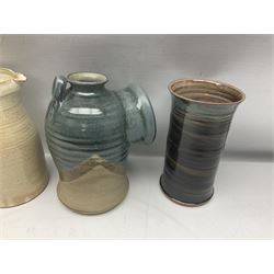 Collection of studio pottery, including Punch set with eight cups, two Paul Murray jugs, dishes, etc 