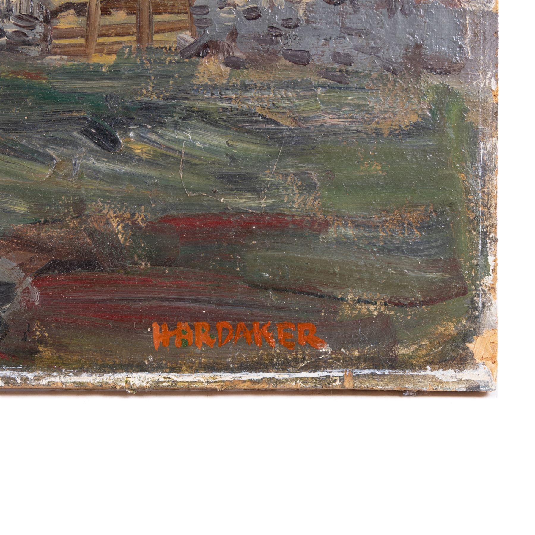 James Hardaker (British 1901-1991): Dales Landscape, oil on board signed 40cm x 81cm (unframed)