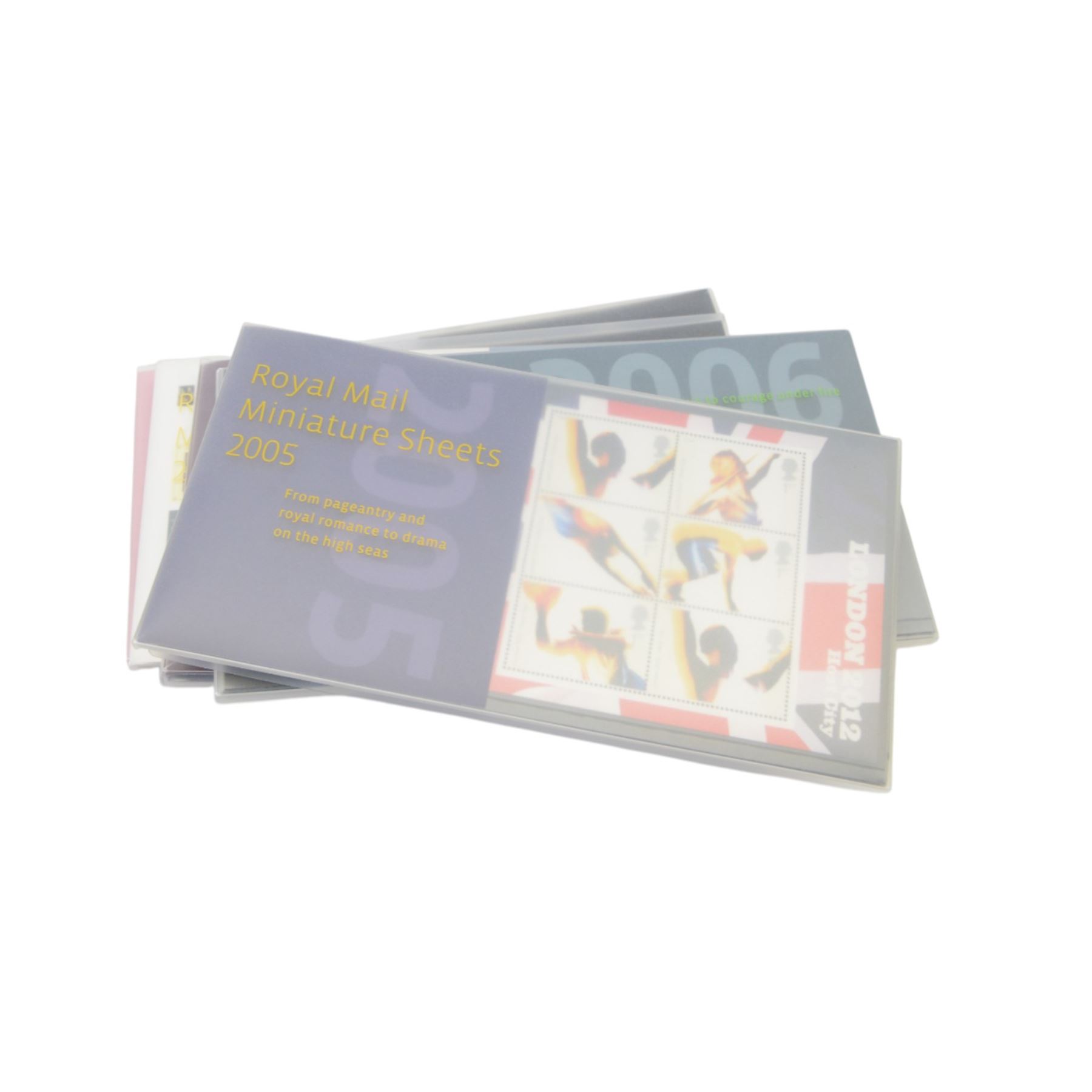 Seven Royal Mail special stamps books, 1986-1992, six Royal Mail miniature sheets packs, 2005-2010, and twenty one Royal Mail Prestige stamp books