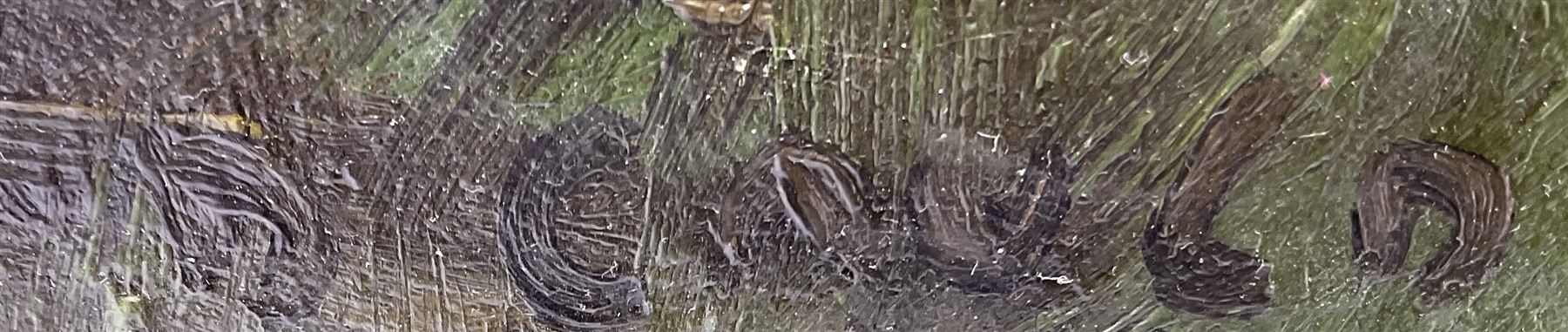 David Gauld (Scottish 1865-1936): Study of Calves in Landscape, oil on canvas signed 51cm x 76cm (unframed)