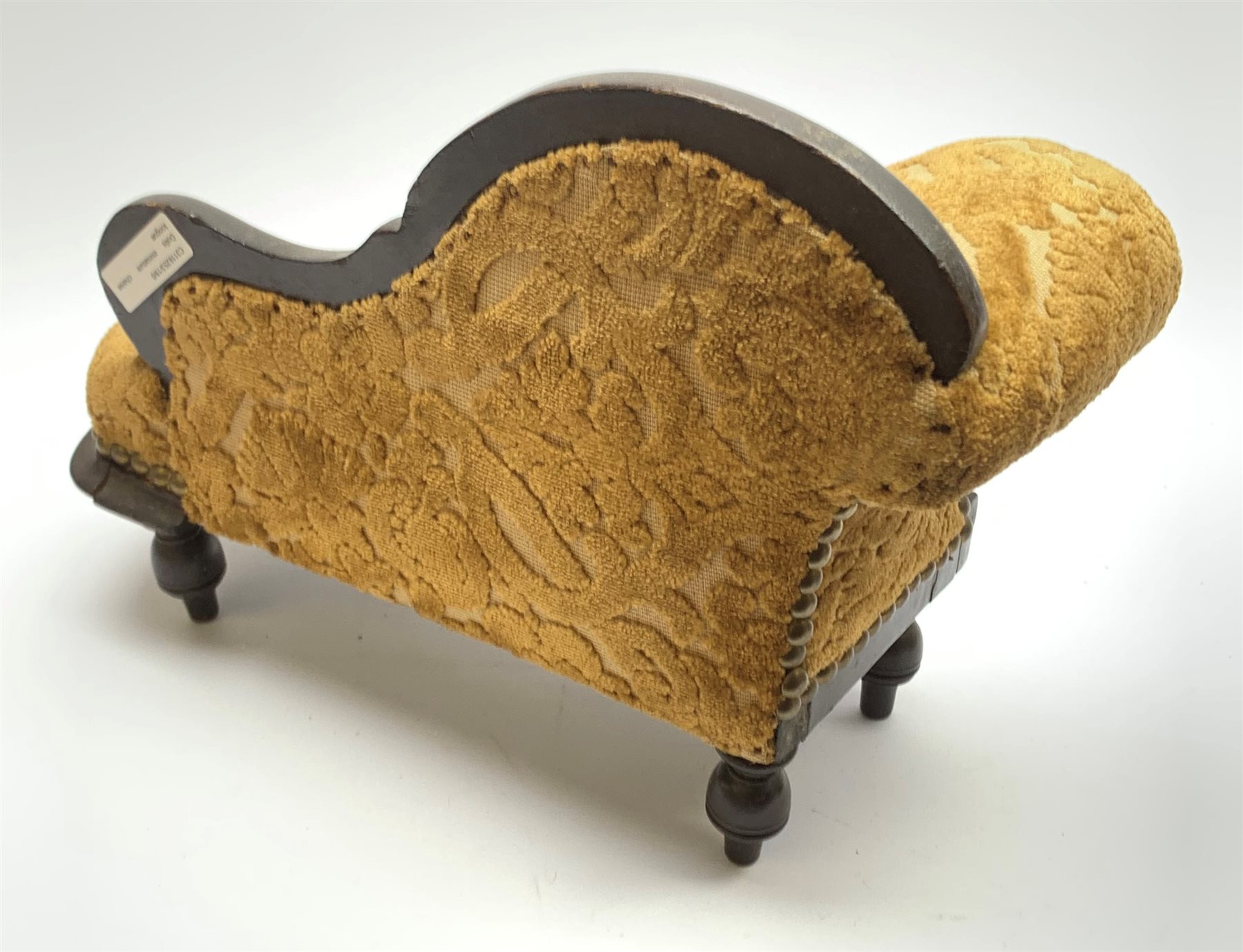 Late 19th/early 20th century doll's chaise longue with mahogany stained