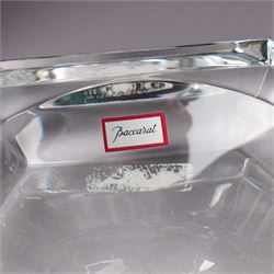 Collection of Baccarat Crystal, comprising a 'Pluton' decanter and two smaller examples, two covered condiment jars, pair of salt cellars, and an ashtray, variously boxed