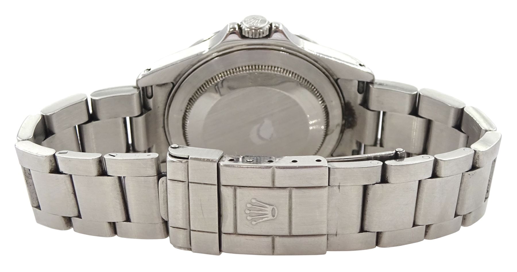 Rolex Oyster Perpetual Date Explorer II gentleman's stainless steel wristwatch, circa 2001, Ref. 16570, serial No. K623156, 'Polar' white dial and fixed 24 hour bezel, boxed with service dated 16 April 2015