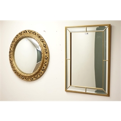  Oval convex wall mirror in classical gilt frame (D62cm) and another mirror (2)  
