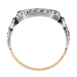 19th century 18ct gold and silver paste set portrait ring, octagonal miniature of a woman on ivory, under a glazed panel, with paste stone surround, to bifurcated paste set shoulders. This lot has been registered for sale under Section 10 of the APHA Ivory Act