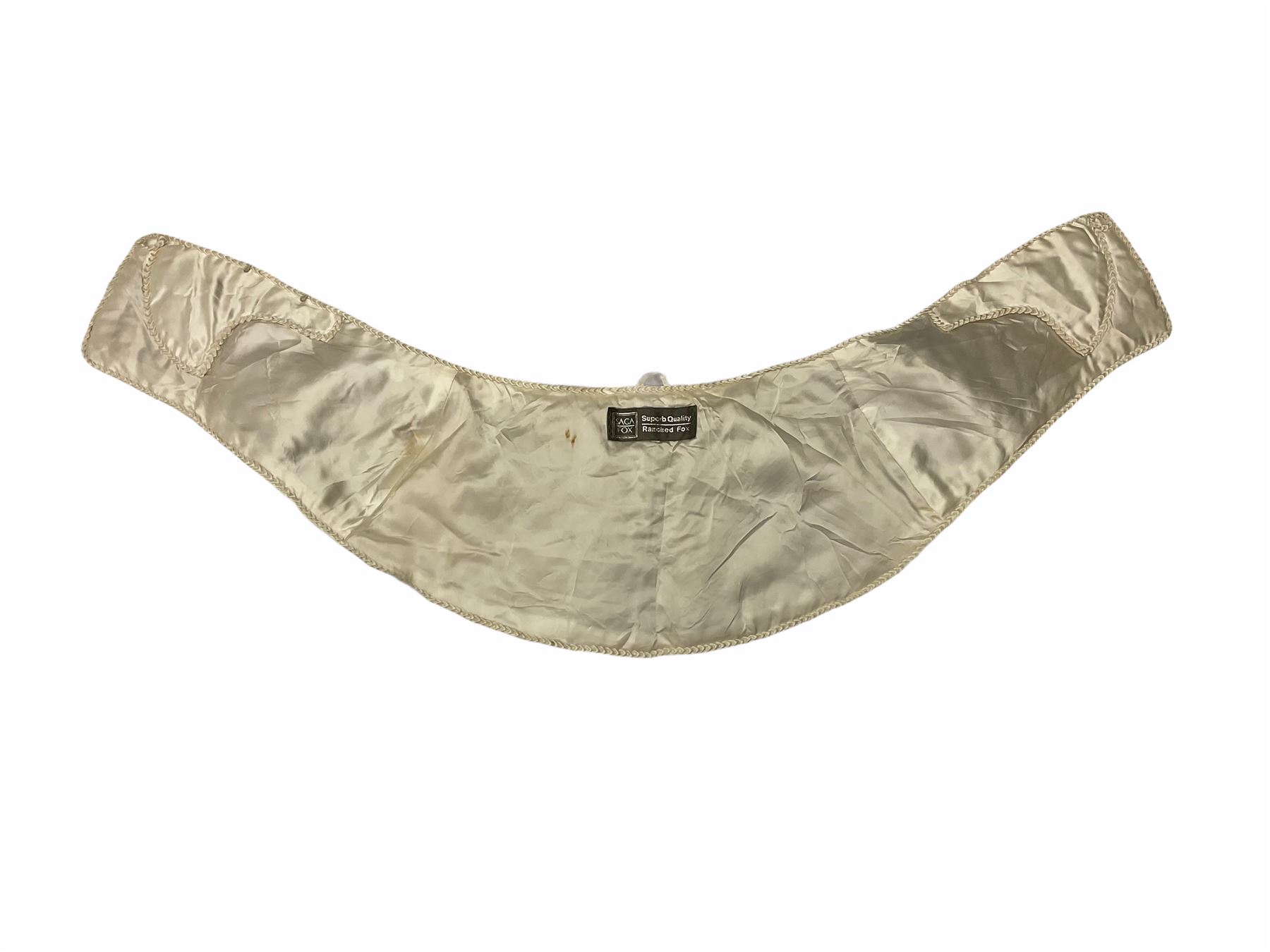 White Saga fox stole, together with Cresta Red fox fur hat, Red fox fur headband, a fur headband and matching cuffs, Harris Tweed clutch bag with fur trim, a fur clutch bag and an Ostrich feather and mohair scarf. 