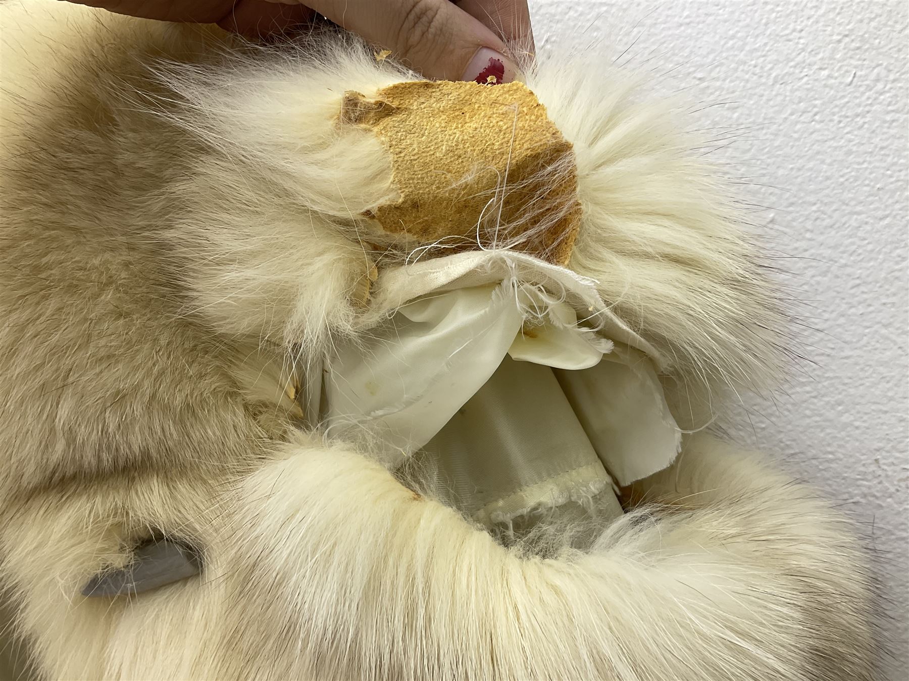 White Arctic Fox fur coat with loop fasteners 