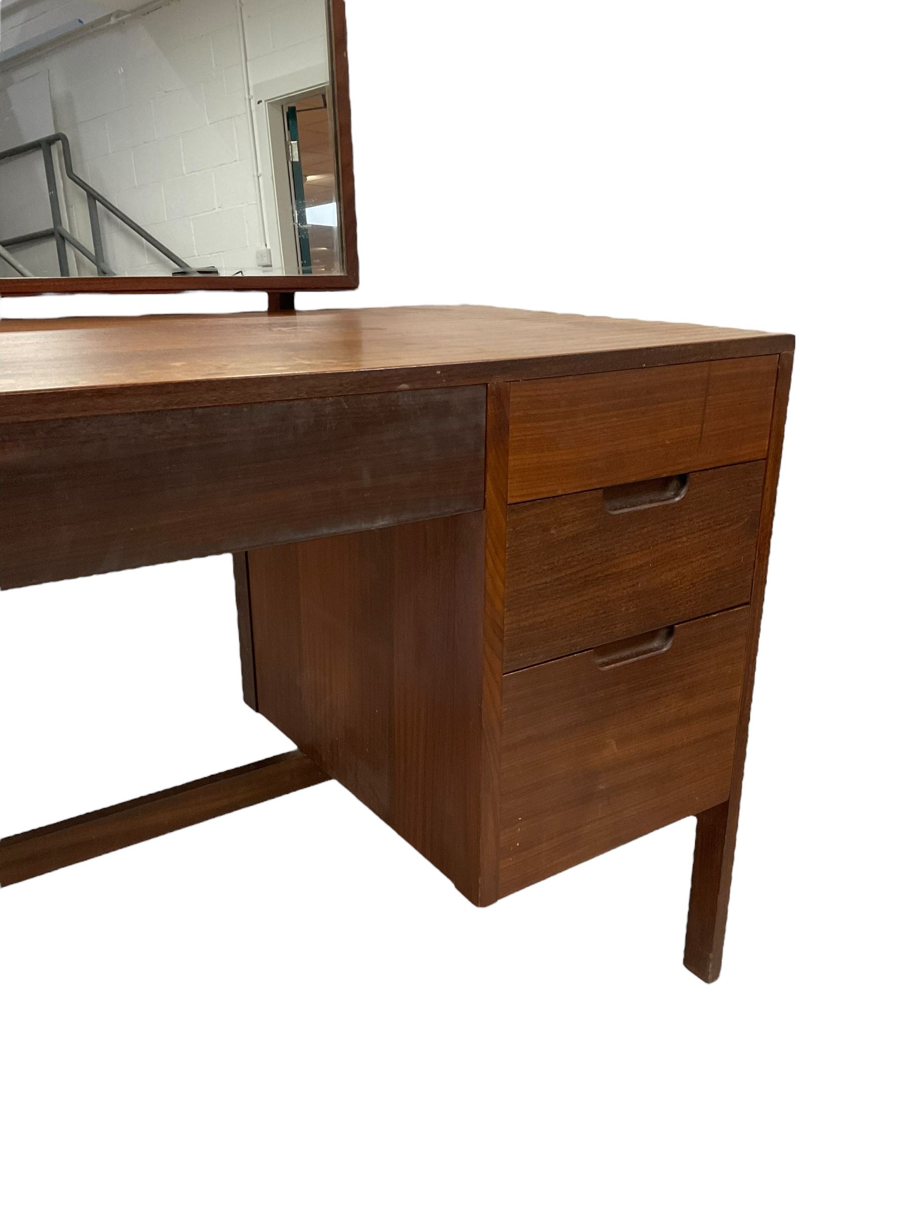 Vanson - mid-20th century teak dressing table, raised rectangular swing mirror, fitted with four drawers 