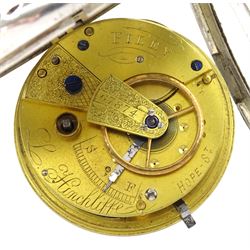 Victorian silver open face key wound lever pocket watch by L. Hinchcliffe, Hope Street, Filey, No. 67874, white enamel dial with Roman numerals and subsidiary seconds dial, case by Samuel Yeomans, Chester 1893, on white metal Albert chain with silver fob