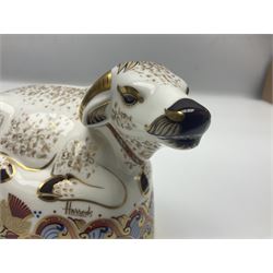 Royal Crown Derby paperweight, Harrods Water Buffalo, limited edition 75/350, with gold stopper and printed mark beneath, with certificate and original box