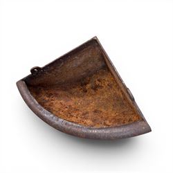  Cast iron corner manger along with one 56lb cast iron weight and another of unknown weight