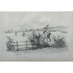 Charles Walter Simpson (1885-1971): 'Near Gartree Hill' - Leicestershire Hunt in Open Country, pencil signed with initials 20cm x 29cm
Provenance: original sketch used for the illustration p.112 in Charles Simpson's book 'Leicestershire and it's Hunts', pub. Bodley Head 1926