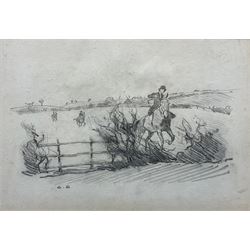 Charles Walter Simpson (1885-1971): 'Near Gartree Hill' - Leicestershire Hunt in Open Country, pencil signed with initials 20cm x 29cm
Provenance: original sketch used for the illustration p.112 in Charles Simpson's book 'Leicestershire and it's Hunts', pub. Bodley Head 1926