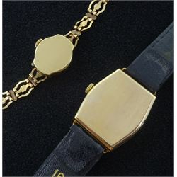 Accurist 9ct gold ladies manual wind bracelet wristwatch hallmarked and a 9ct gold Timor wristwatch, hallmarked, on leather strap