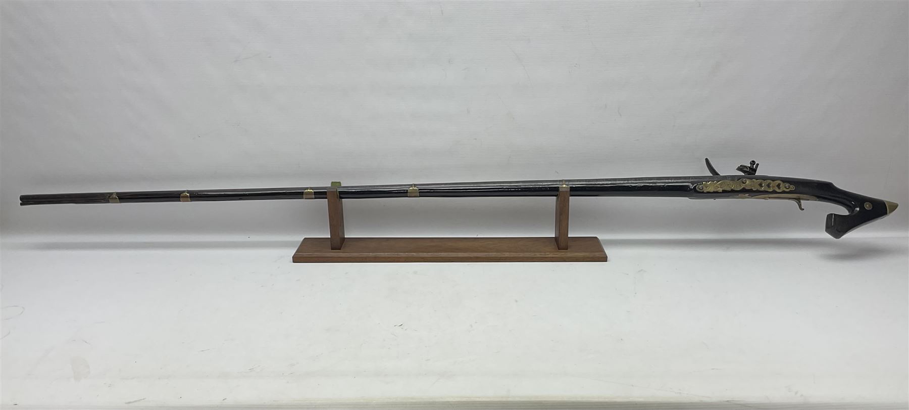 19th century Arabian(?) jezail flintlock musket, approximately 28-bore, the 137cm(54