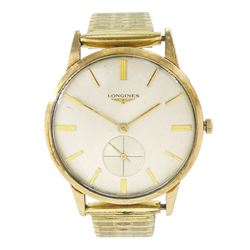 Longines gentleman's 9ct gold manual wind presentation wristwatch, Cal. 420, silvered dial...