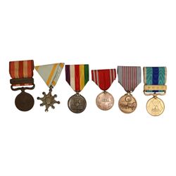 Six Japanese medals, including Order of the Sacred treasure, Red Cross medal, Showa Enthronement commemorative medal, Incident War medal,  2600th National Anniversary Commemorative medal etc  