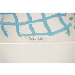 Gillian Ross Kelsey (British 1935-2025): 'Tiger Lilies', acrylic monoprint signed and titled in pencil 50cm x 50cm