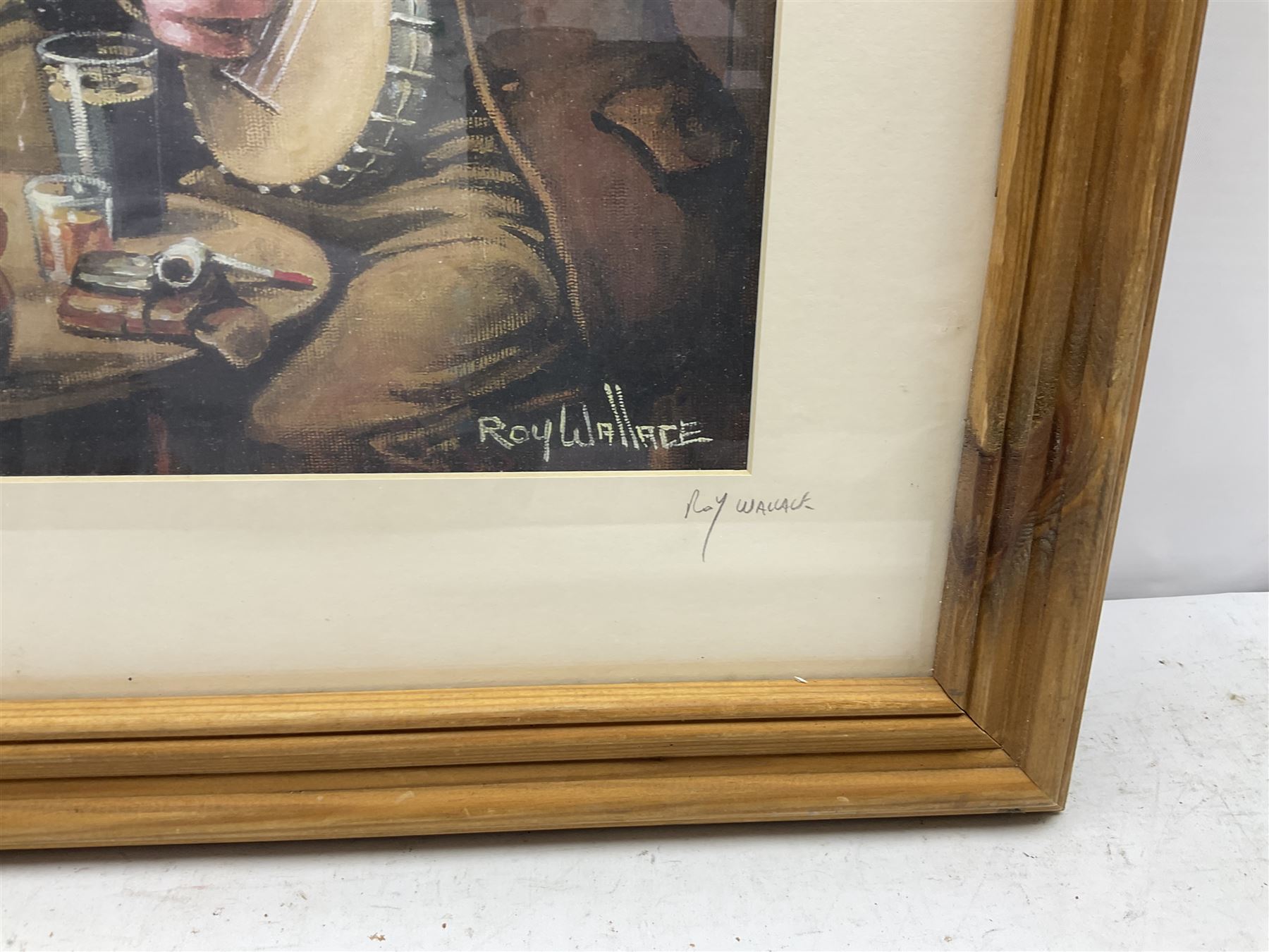 After Roy Wallace (Irish 20th century): 'The Musicians', oleograph titled on the mount in pencil 27cm x 39cm

