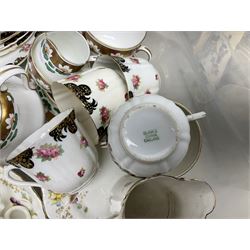 Royal Cauldon Victoria pattern dinner wares to include lidded tureen, dinner plates and twin handled soup bowls, together with Bisto and Blairs tea wares, cased fish slice and fork, silver plated metalware etc in two boxes