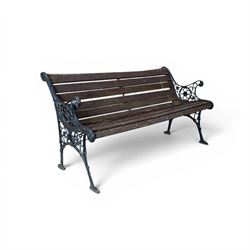 Cast aluminium and wood slatted garden bench